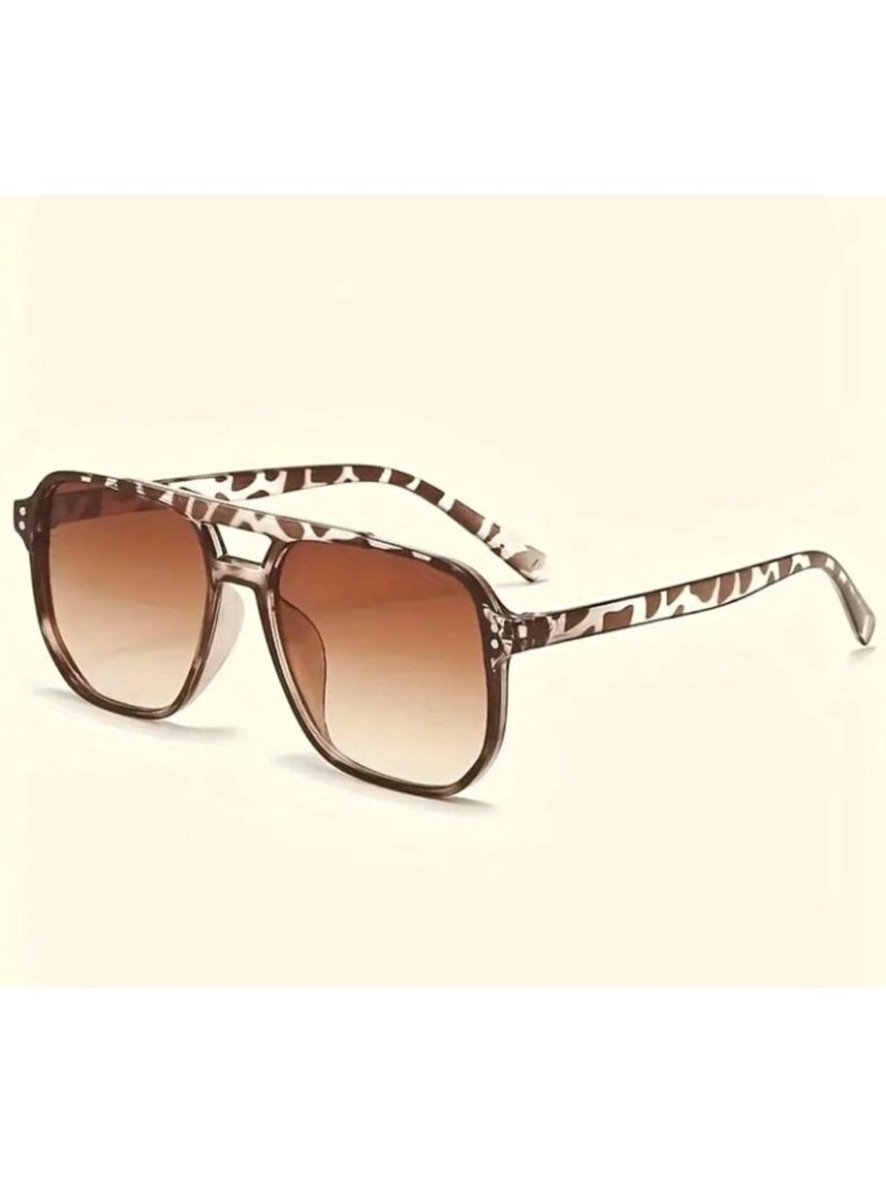 Brown Tortoiseshell Aviator Sunglasses With Brown Gradient Lenses